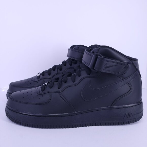 Nike Air Force 1 Mid '07 Black Leather Sneakers Size 11 CW2289-001 - Picture 6 of 16